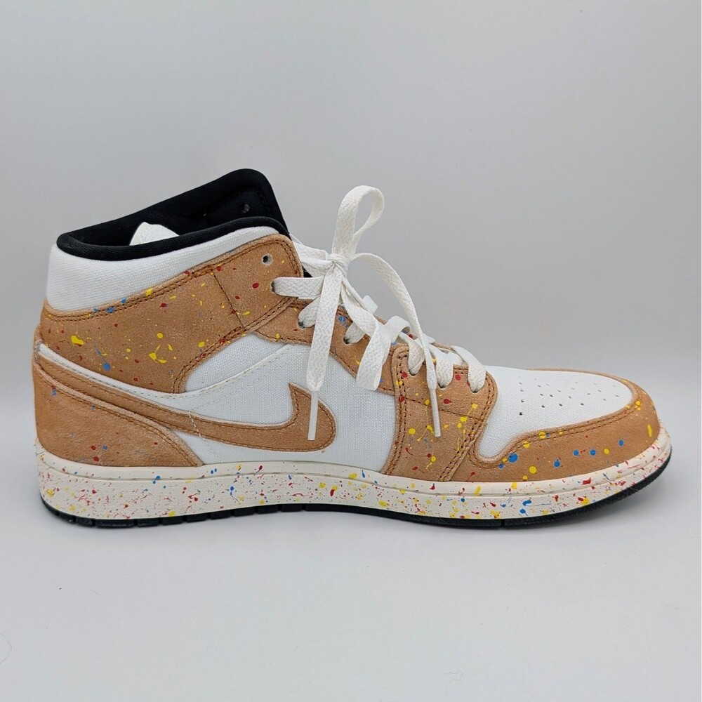 Nike Air Jordan 1 SE Mid Brushstroke Paint Splatter DA8005-100 Mens Size 12 - Picture 6 of 7